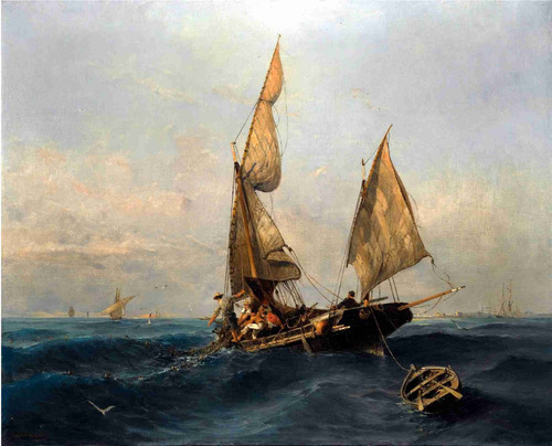 Lienzo Canvas Arte Mari Barco Vela Pesca Aguas Turbias 50x60