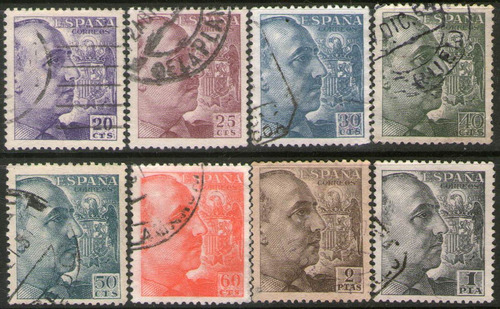 España Serie X 8 Sellos Usados Gral. Francisco Franco 1949+