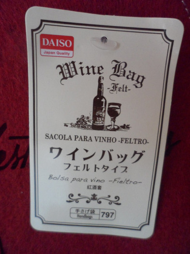 Elegante Bolsa Para Vino Oriental Wine Bag Souvenir Cantina