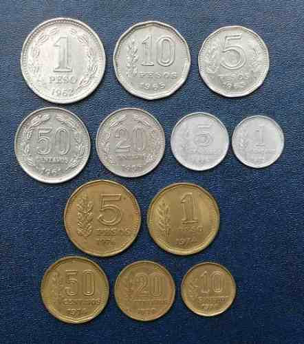 Lote De 12 Monedas Argentina 1 5 10 Pesos 10 20 50 Centavos