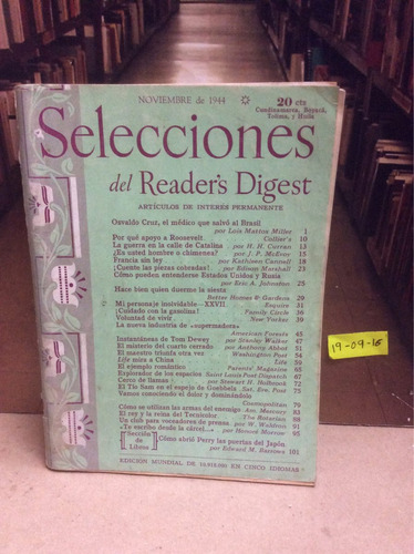 Selecciones Del Reader's Digest. Noviembre De 1944