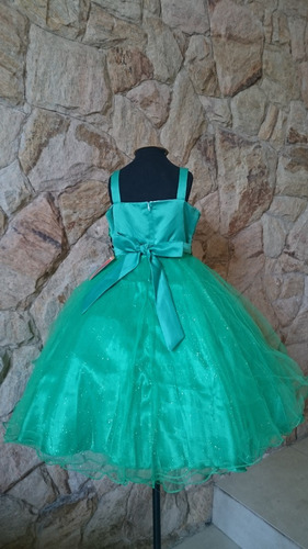 Imagem 7 de 7 de Vestido Infantil / Festa Verde Com Paetês Bordados