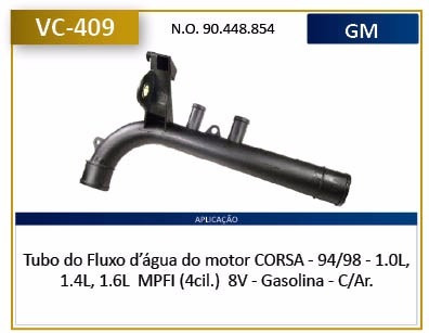 Tubo Fluxo Aguá Motor Gm Corsa 94/ Com Ar Cond. E Ar Quente