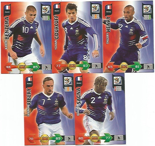5 Cards Futebol Seleção Da França - South Africa 2010