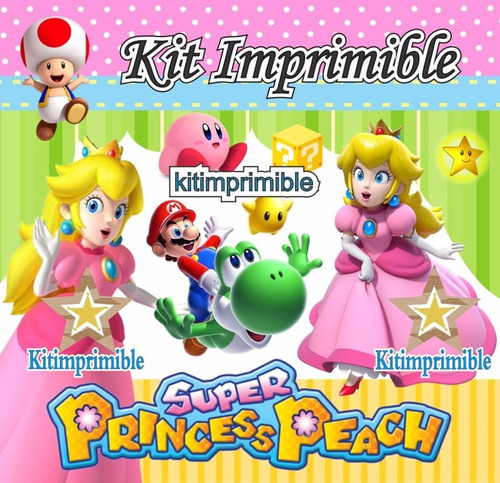 Kit Imprimible Princesa Peach Invitaciones Souvenirs