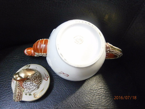 Tetera Porcelana Japonesa Antigua Con Dragon X 20cms