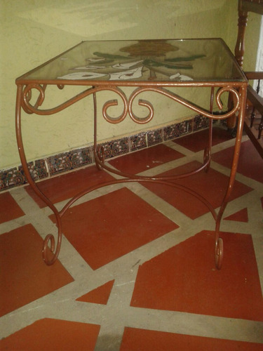 Mesa De Centro Vidrio + Hierro Forjado