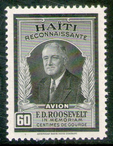 Haití Sello Aéreo Mint Muerte Presidente Roosevelt Año 1945