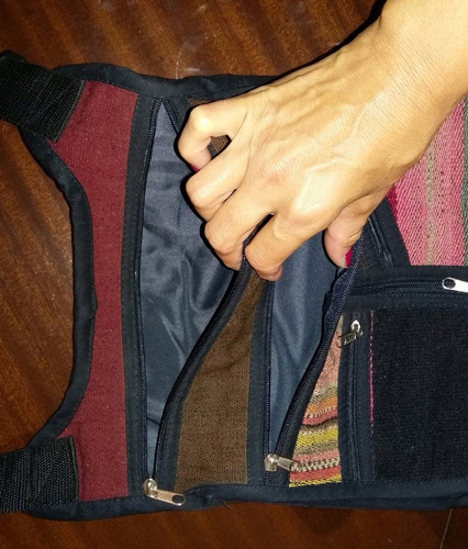 Morral Cartera De Awayo Y Telar Norteño Con Tapa 6 Bolsillos