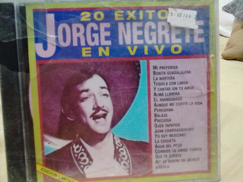 Jorge Negrete - 20 Exitos En Vivo(cd Original)