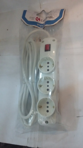 Imagen 2 de 4 de Alargue Conatel 3 Mts Con Interruptor 3 Schuko 6 Modulares