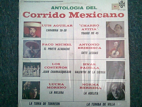 Disco Acetato De Antologia Del Corrido Mexicano