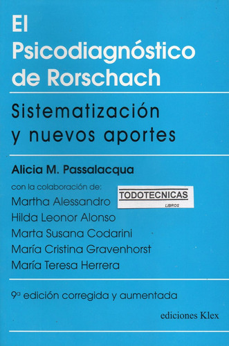 Imagen 1 de 4 de Psicodiagnostico De Rorschach Sistematizacion Local A Calle