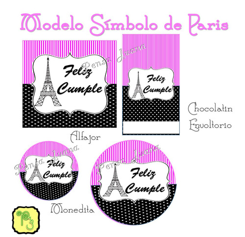 Etiquetas Candy Bar Personalizadas Paris