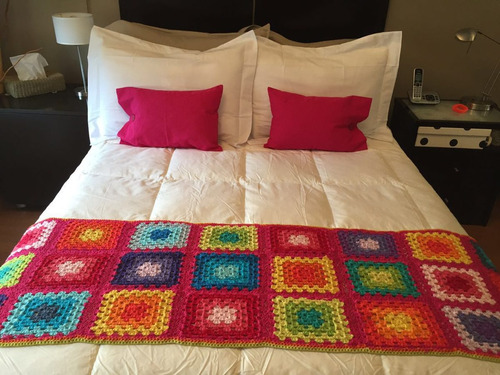 Manta / Pie De Cama , Tejido Al Crochet. Algodon 100%