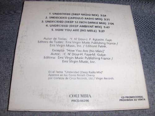 Youssou N´dour Undecided Feat Neneh Cherry Cd 5 Tracks (Usado)