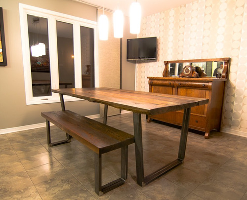 Mesa De Comedor Hierro Y Madera Pino Maritimo Unicos