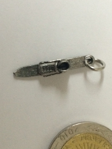 Colgante Dije Fantasia Metal Plateado Ski Antiguo