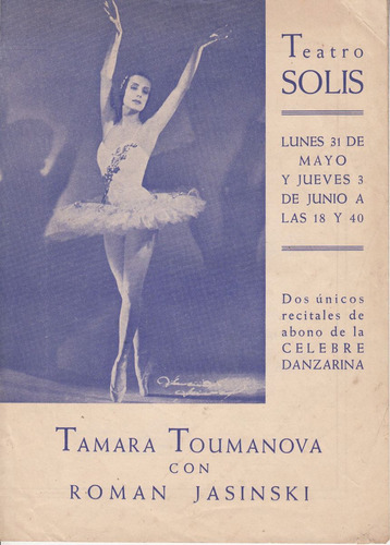 Teatro Solis Ballet Rusia Tamara Toumanova Jasinski Programa