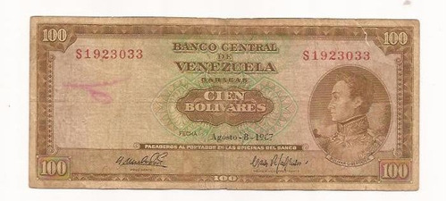 Cien Bolivares Agosto 8 -1967 S7