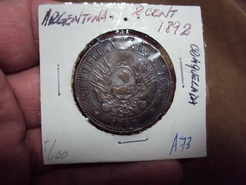 Moneda Argentina 2 Centavos 1892 Craquelada Ref (a 73) (Usado)