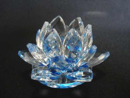 Flor De Lótus De Cristal Azul  9cm