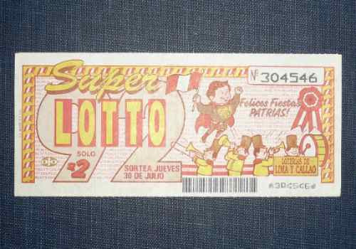 Antiguo Billete De Lotería Super Lotto 1992 Fiestas Patrias
