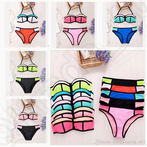 Bikini Playa Traje Baño Neopreno Push Up 5 Colores Mayoreo