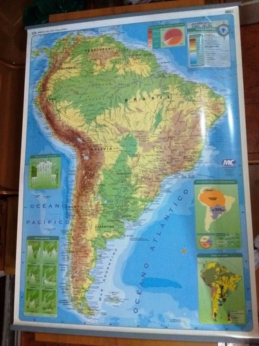 Mapa Sudamérica Físico Político Mundo Cartográfico 95x130cm