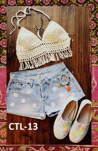 Trajes De Baño Crop Top Pareos Short Faldas Tejidos Crochet
