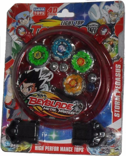 Kit 4 Beyblades Com  Mini Arena 2 Lançadores Tornado