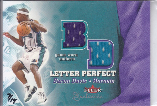 2001-02 Fleer Exclusive Jersey Baron Davis Hornets 7/14