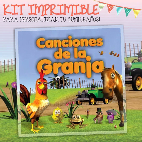 Kit Imprimible Canciones De La Granja Tarjetas Cumpleaño Inv