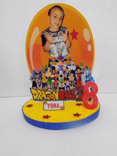 Centros De Mesa Dragon Ball Z Con Foto Del Cumpleañero 35cm