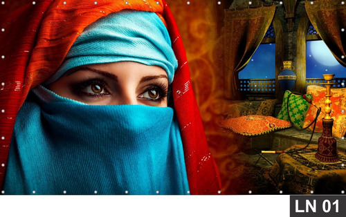 Imagem 1 de 6 de Painel De Festa Aniversário Arabia Oriente Árabe 3m² Lona 