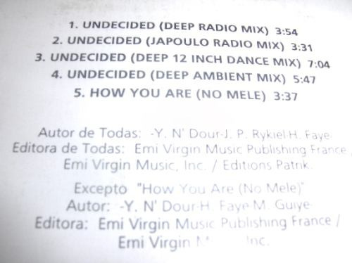 Youssou N´dour Undecided Feat Neneh Cherry Cd 5 Tracks (Usado)