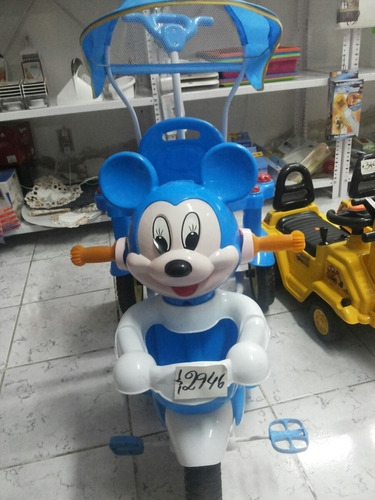 Triciclo Con Guia Y Toldo Raton Mickey Musical