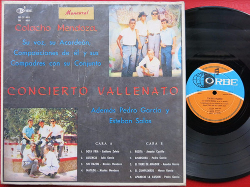 Vinyl Vinilo Lp Acetato Concierto Vallenado Mendoza Sala