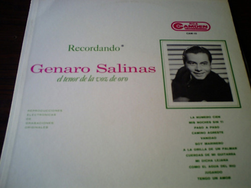 Disco Acetato De Recordando Genaro Salinas El Tenor De La Vo