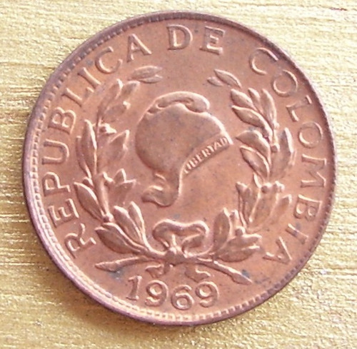 Error !! Moneda Colombia 1969 A. U. Doble Fecha