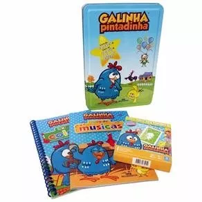 Galinha Pintadinha - Lata C/ Livros + Jogos De Cartas