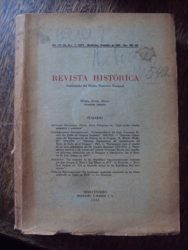 Revista Historica T Xxxiv  N° 100 - 102 Maria Ardao 1963