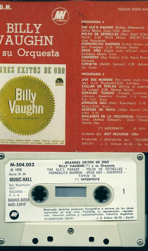 Billy Vaughn Y Su Orquesta Grandes Exitos De Oro Cassette