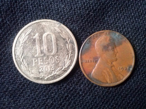 Moneda Estados Unidos One Cent Cobre 1938