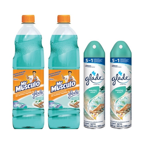 Mr Musculo Limpiapisos Glade Paraiso Azul X2+ Glade Spray X2