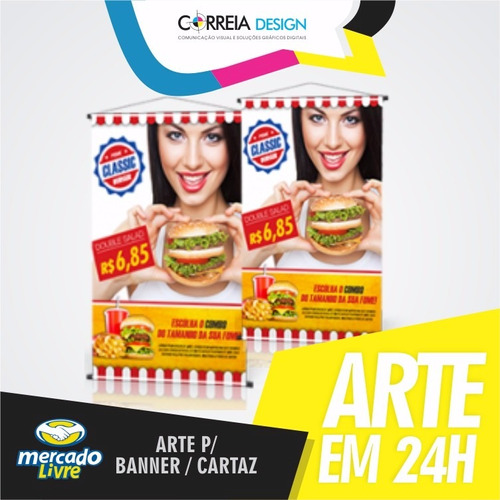 Criar Criação Arte Final Para Banner Cartaz Lona Fachada 24h