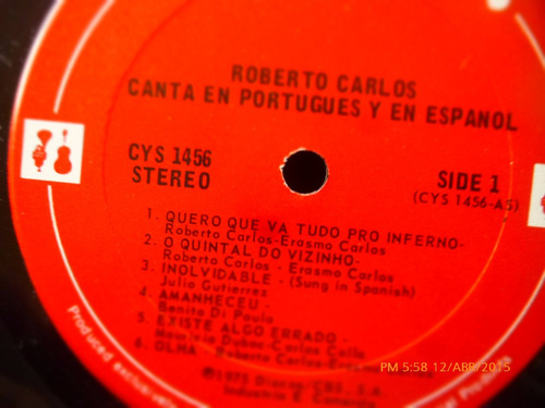 Vinilo Lp De Roberto Carlos Canta En Español-portugues (u480