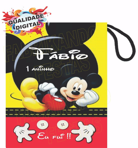 100 Saquinhos Surpresa Sacolinhas Personalizadas # Mickey