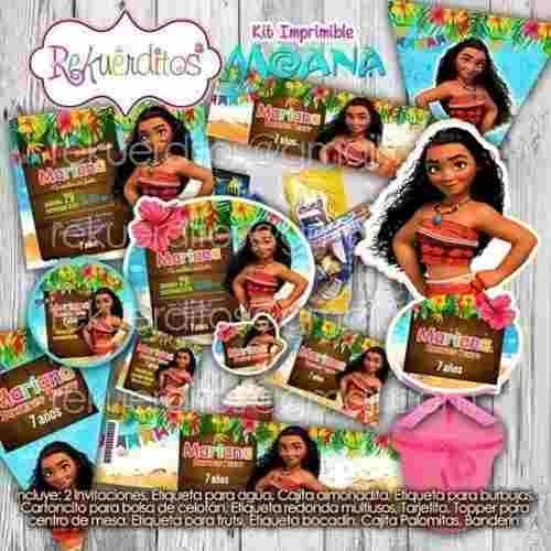 Kit Imprimible Editable Cumpleaños Moana Editable Texto