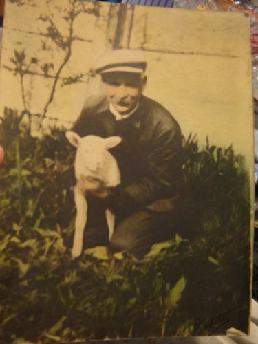 1920 Fotografia Antigua Caballero Abuelo Y Su Borrego Señor